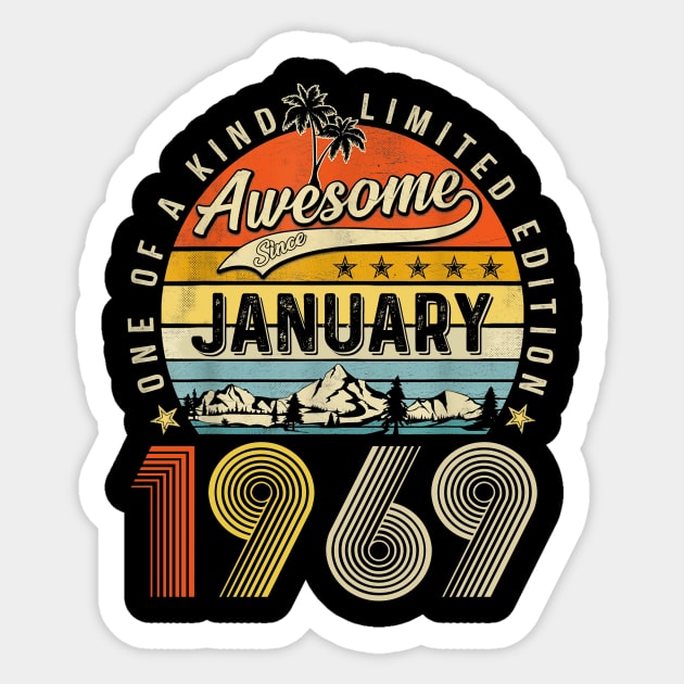 Awesome Since January 1969 Vintage 54th Birthday Sticker by Tagliarini Kristi